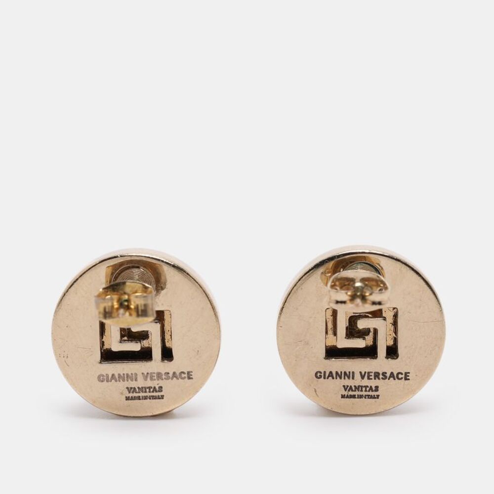 Versace Medusa Gold Tone Earrings - Picture 3 of 5